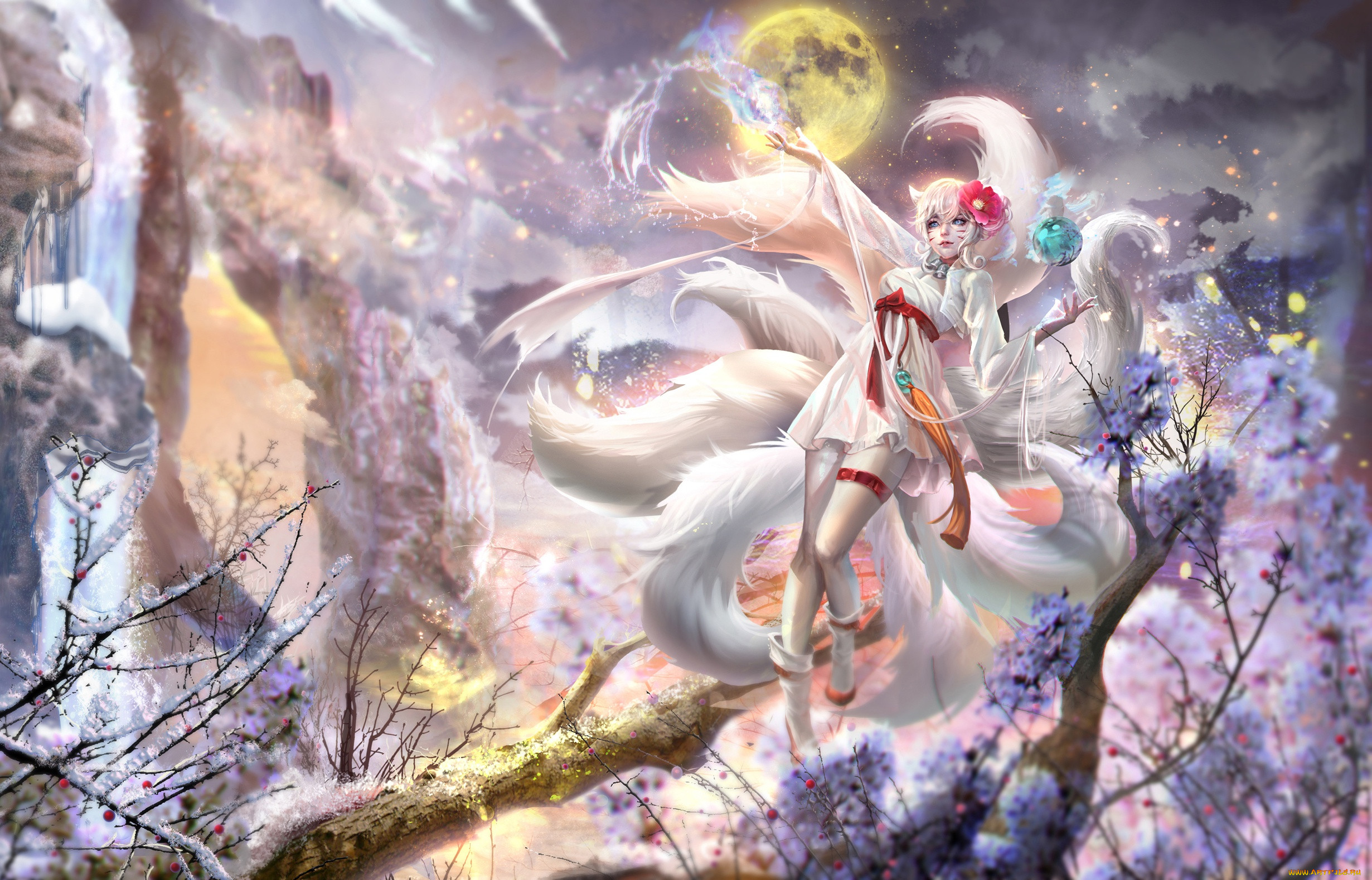  , league of legends, , ahri, , , , , snow, fox, , the, nine-tailed, , league, of, legends